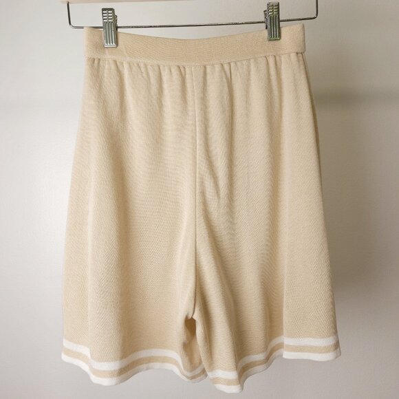 Vintage linen blend knit short set beige/ short sleeve knit cardigan two piece - Picture 10 of 12